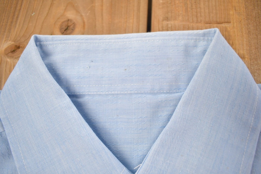 Vintage 1990s Blank Blue Button Up Dress Shirt