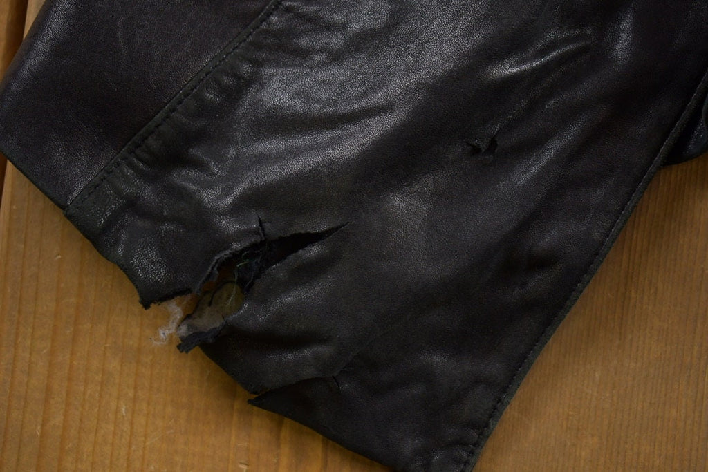 Vintage 1990s Full Length Black Leather Trench Coat