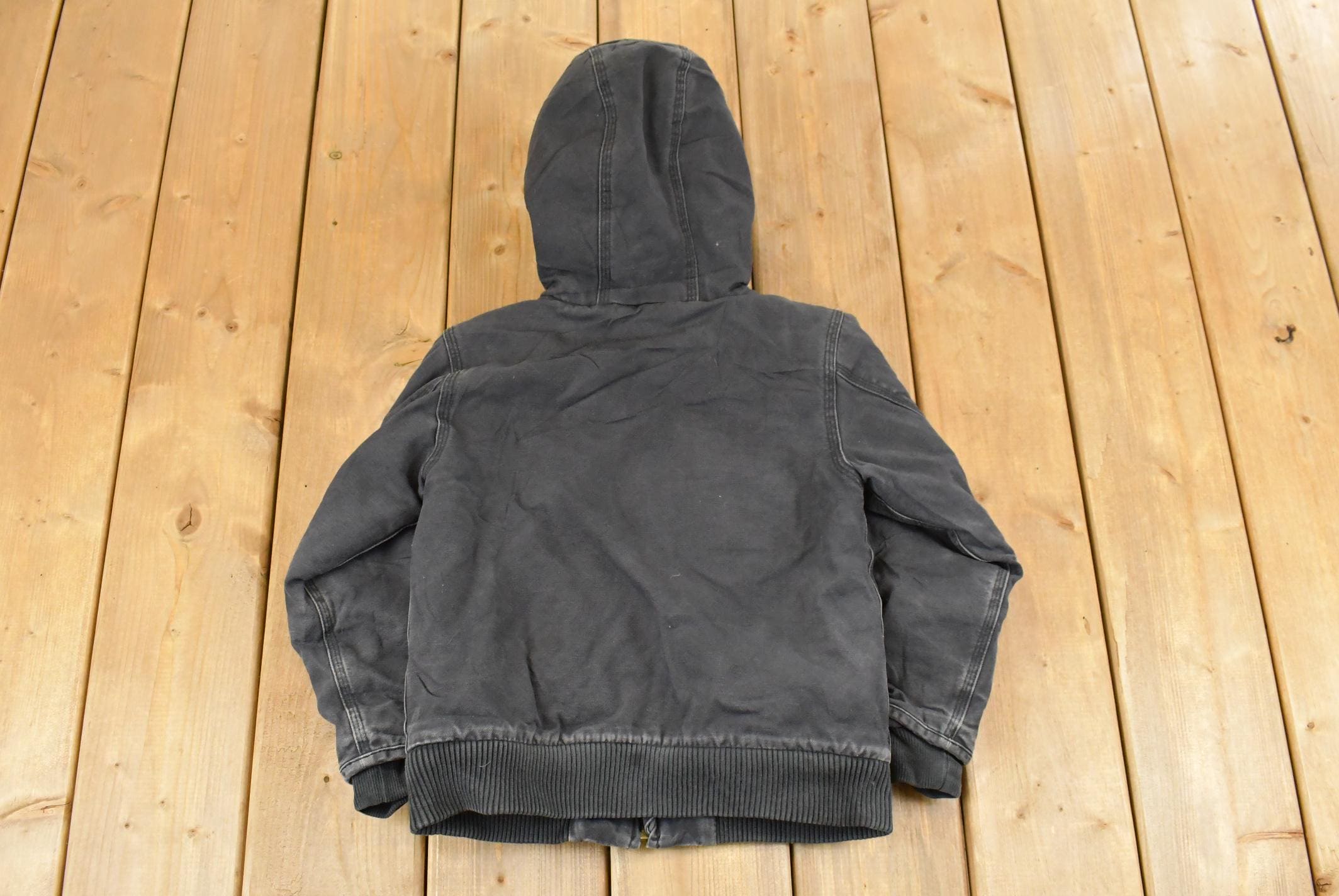 Vintage 1990s Carhartt Hooded Distressed Work Jacket Youth XS