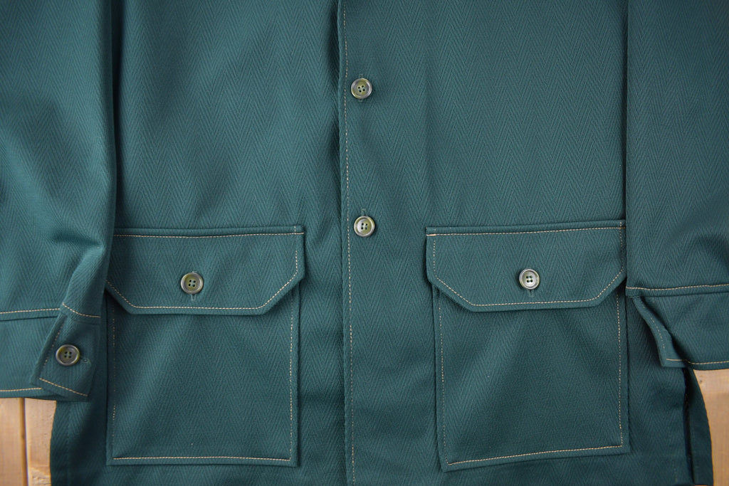 Vintage 1970s Levi's Panatela Tops Western Style Dark Green Button Up Shirt Made in USA Size XL