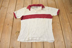 Vintage 1980s Striped Mesh Polo Shirt Made In Canada