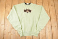 Vintage 1990s Top Stitch Embroidered Hearts Double Collar Sweatshirt Women's L
