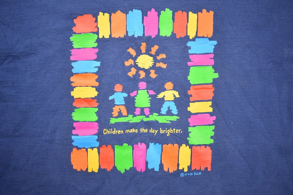 Vintage 1990s Children Make The Day Brighter Graphic T-Shirt