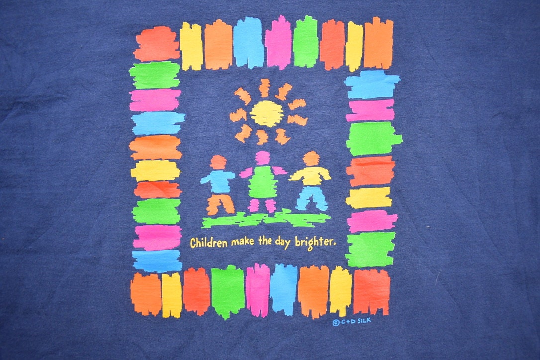 Vintage 1990s Children Make The Day Brighter Graphic T-Shirt