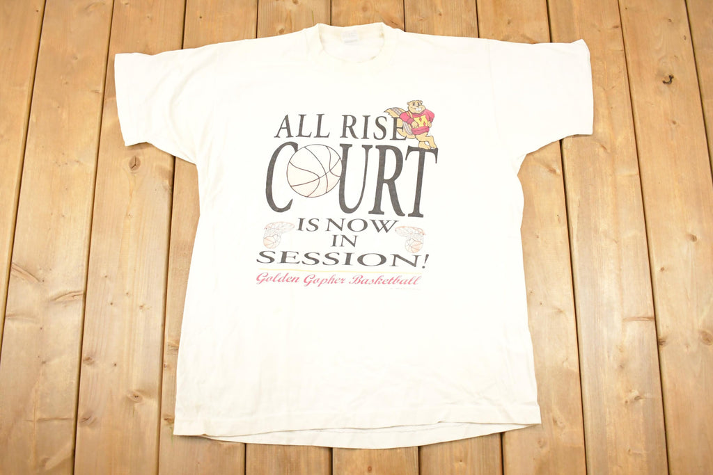 Vintage 1990s Minnesota Golden Gophers Basketball Thrashed Collegiate T-Shirt Men's XL