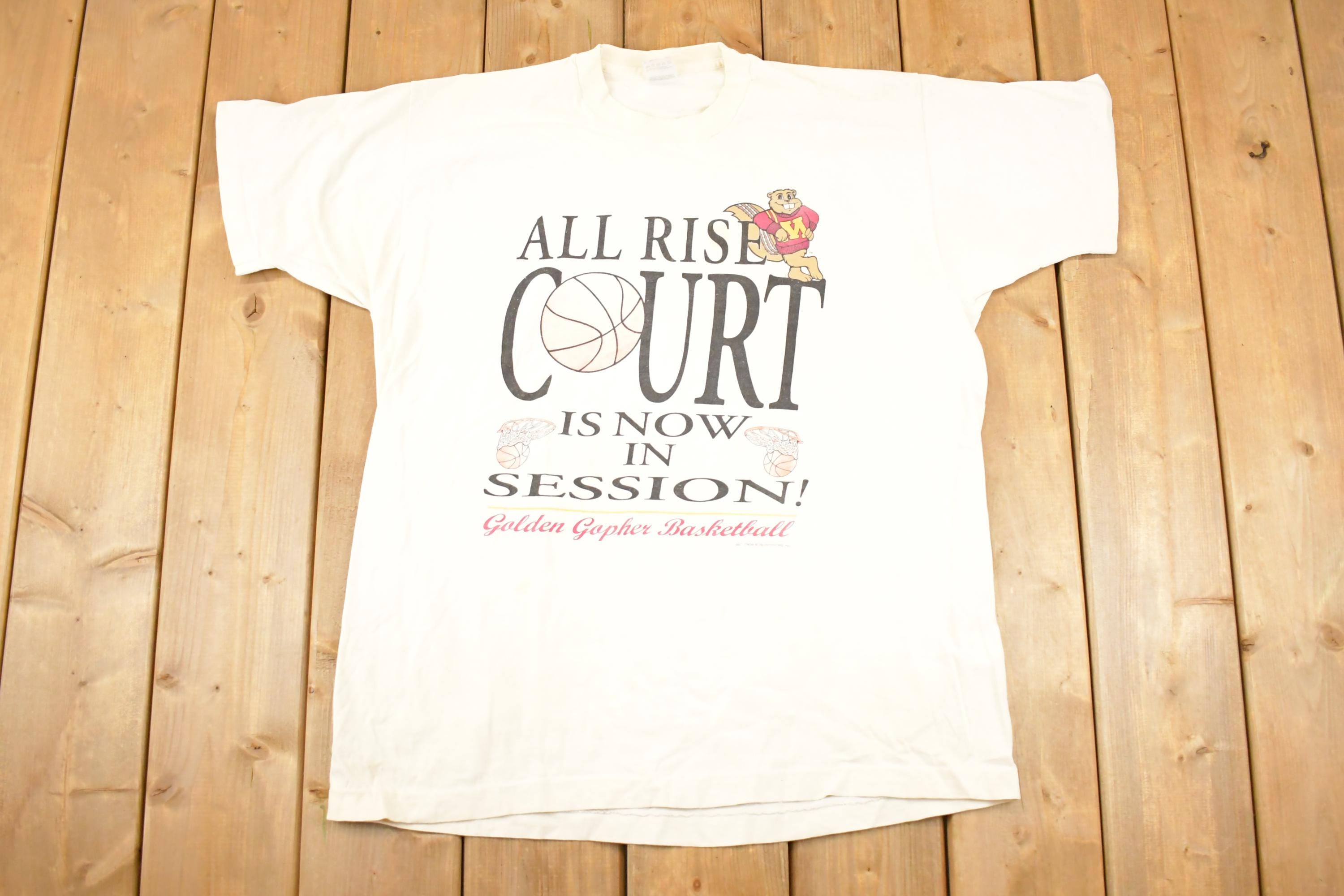 Vintage 1990s Minnesota Golden Gophers Basketball Thrashed Collegiate T-Shirt Men's XL