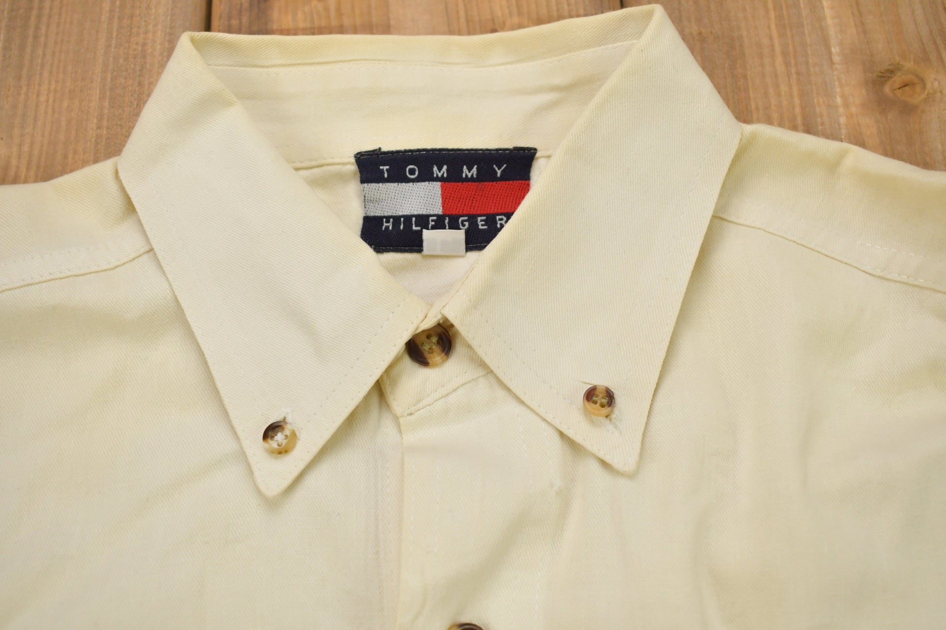 Vintage 1990s Tommy Hilfiger Embroidered Flag Patch Button Up Shirt
