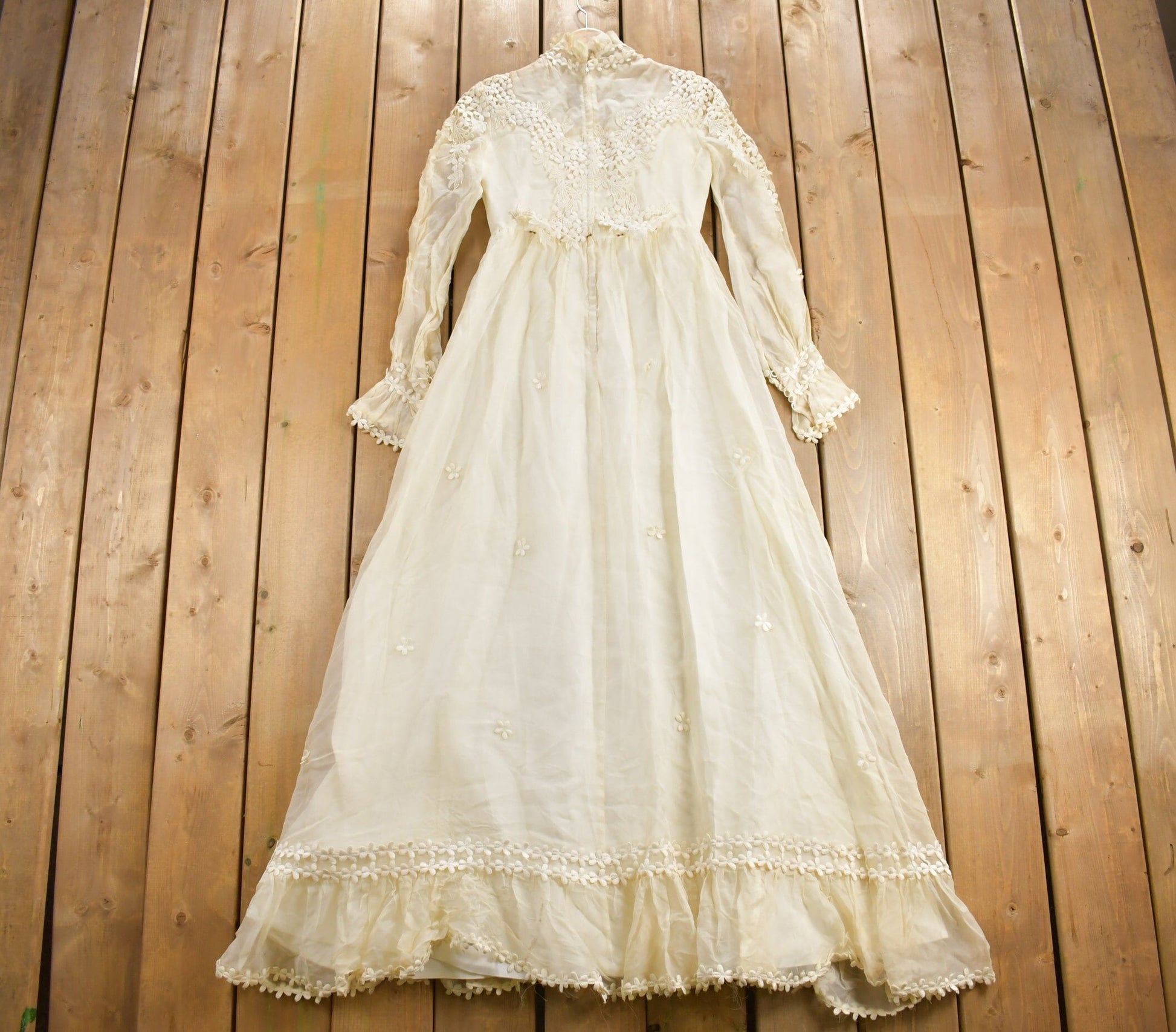 Vintage 1960s Bridal Dress  Lace Dress  Sheer Dress  True Vintage  Cottage Core  Lace Dress  Ruffle Collar  Wedding Dress