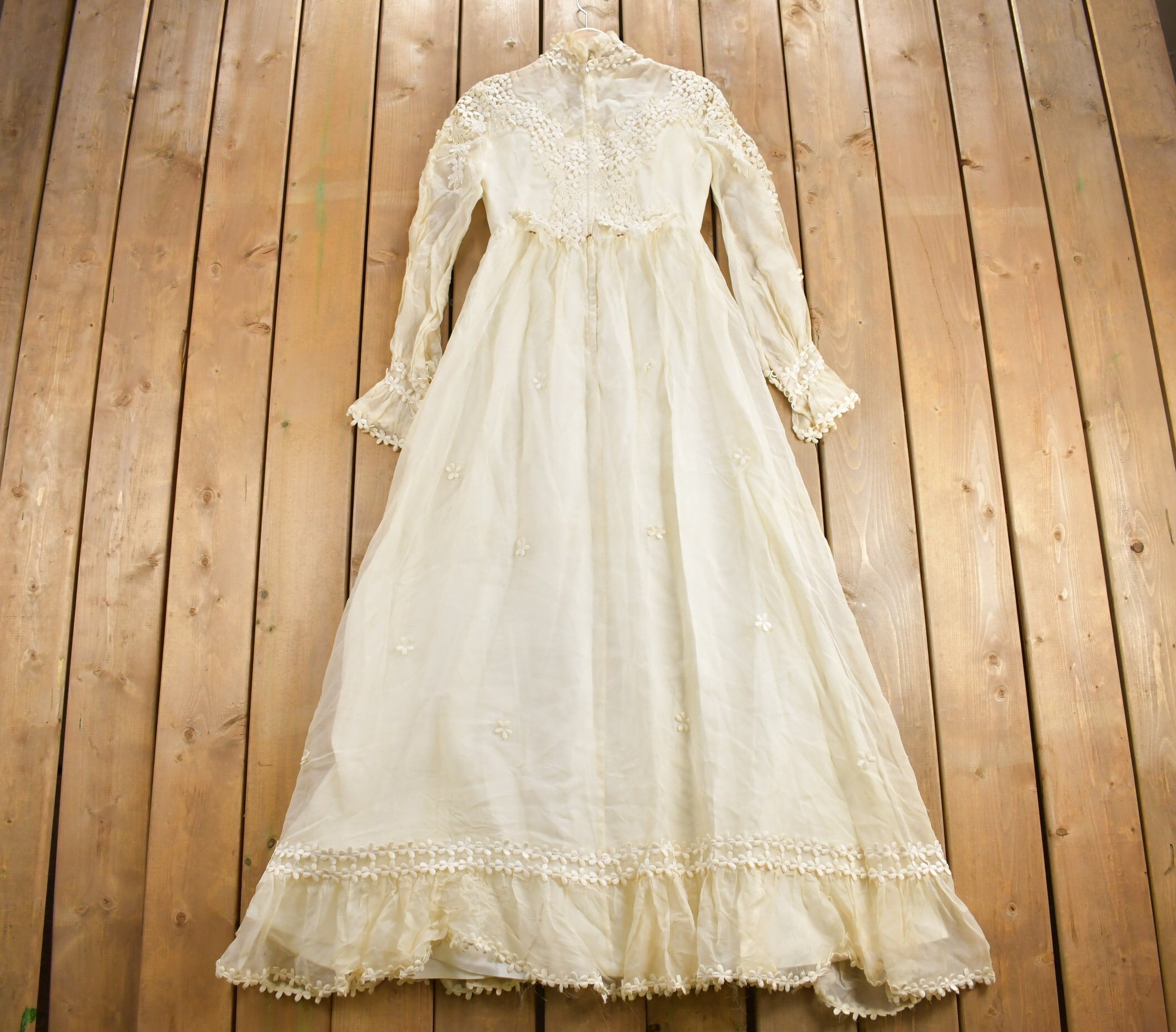 Vintage 1960s Bridal Dress  Lace Dress  Sheer Dress  True Vintage  Cottage Core  Lace Dress  Ruffle Collar  Wedding Dress