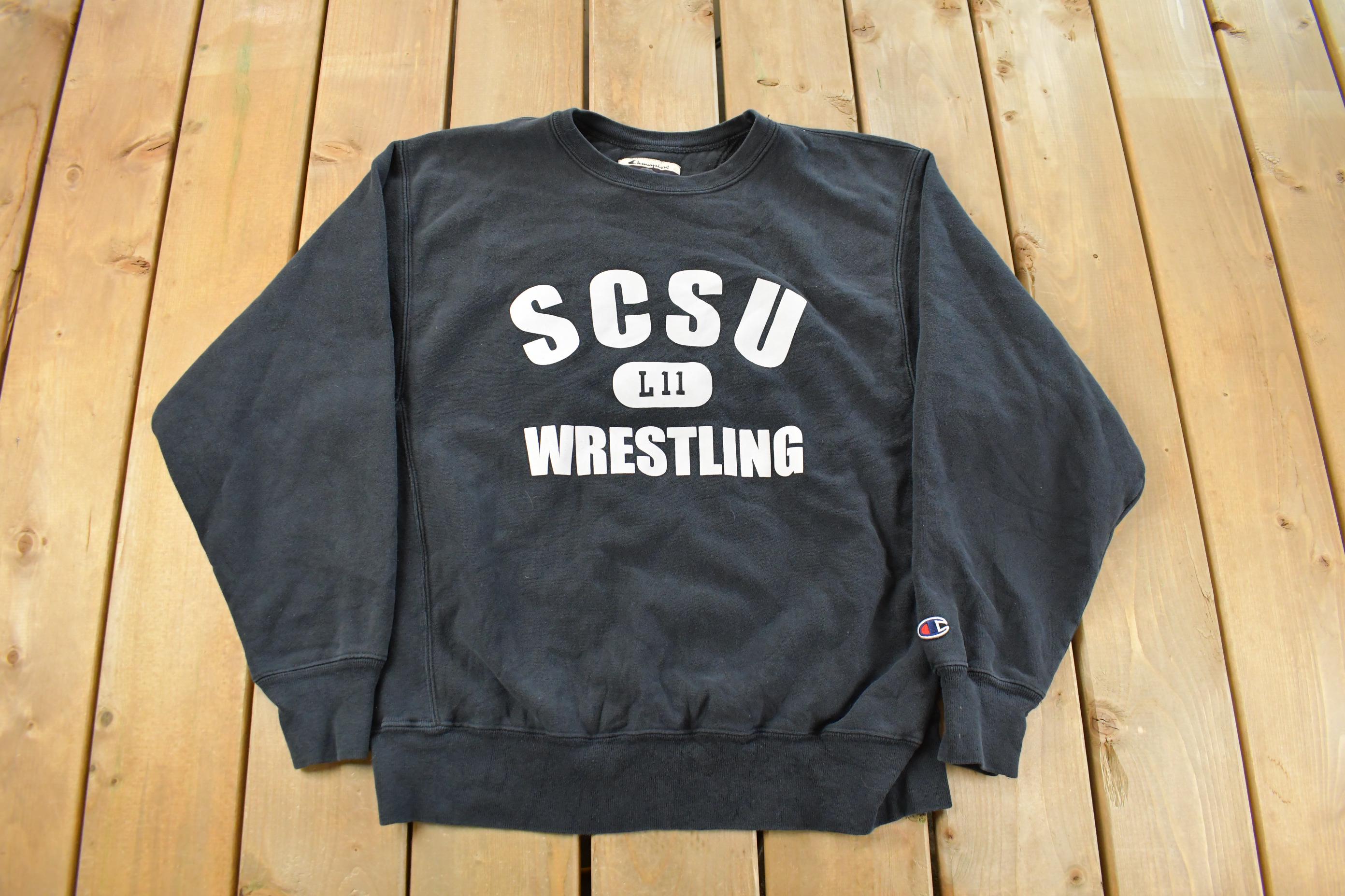 Vintage 1990s SCSU Wrestling St. Cloud State University Champion Reverse Weave Crewneck Sweatshirt Men's Large
