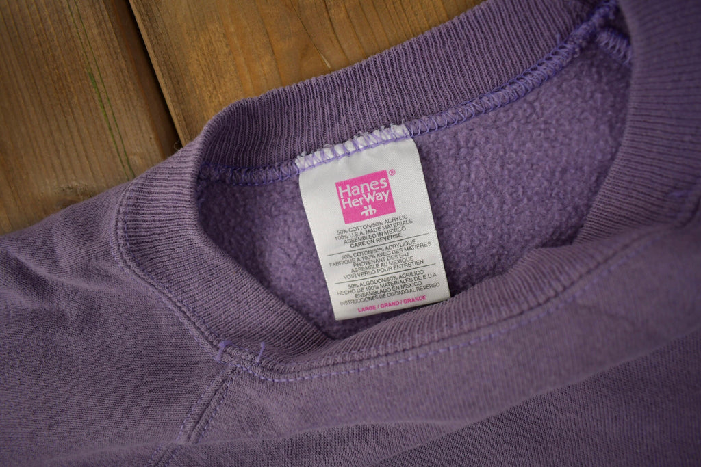 Vintage 1990s Hanes Herway Purple Blank Crewneck Sweatshirt Made In USA
