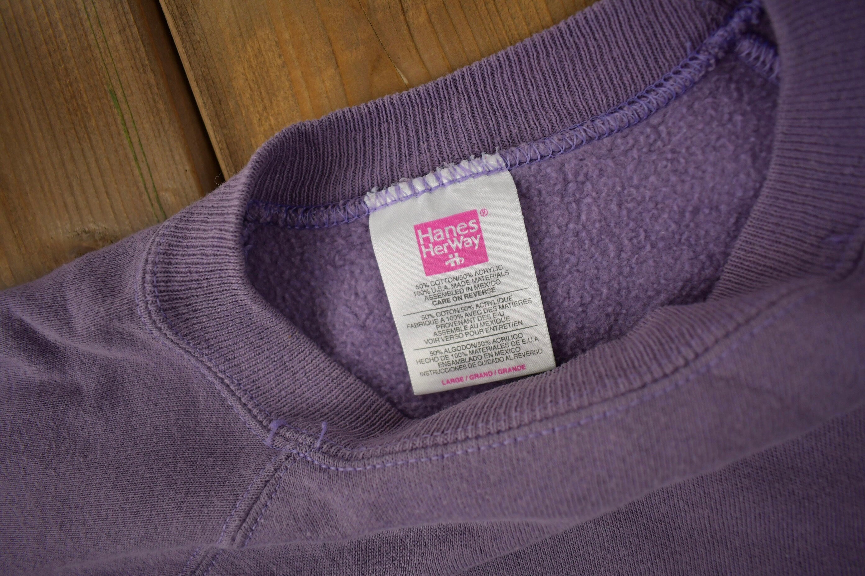 Vintage 1990s Hanes Herway Purple Blank Crewneck Sweatshirt Made In USA
