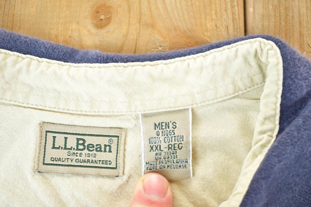 Vintage 1990s LL Bean Quarter Button Up Polo Shirt Men's L