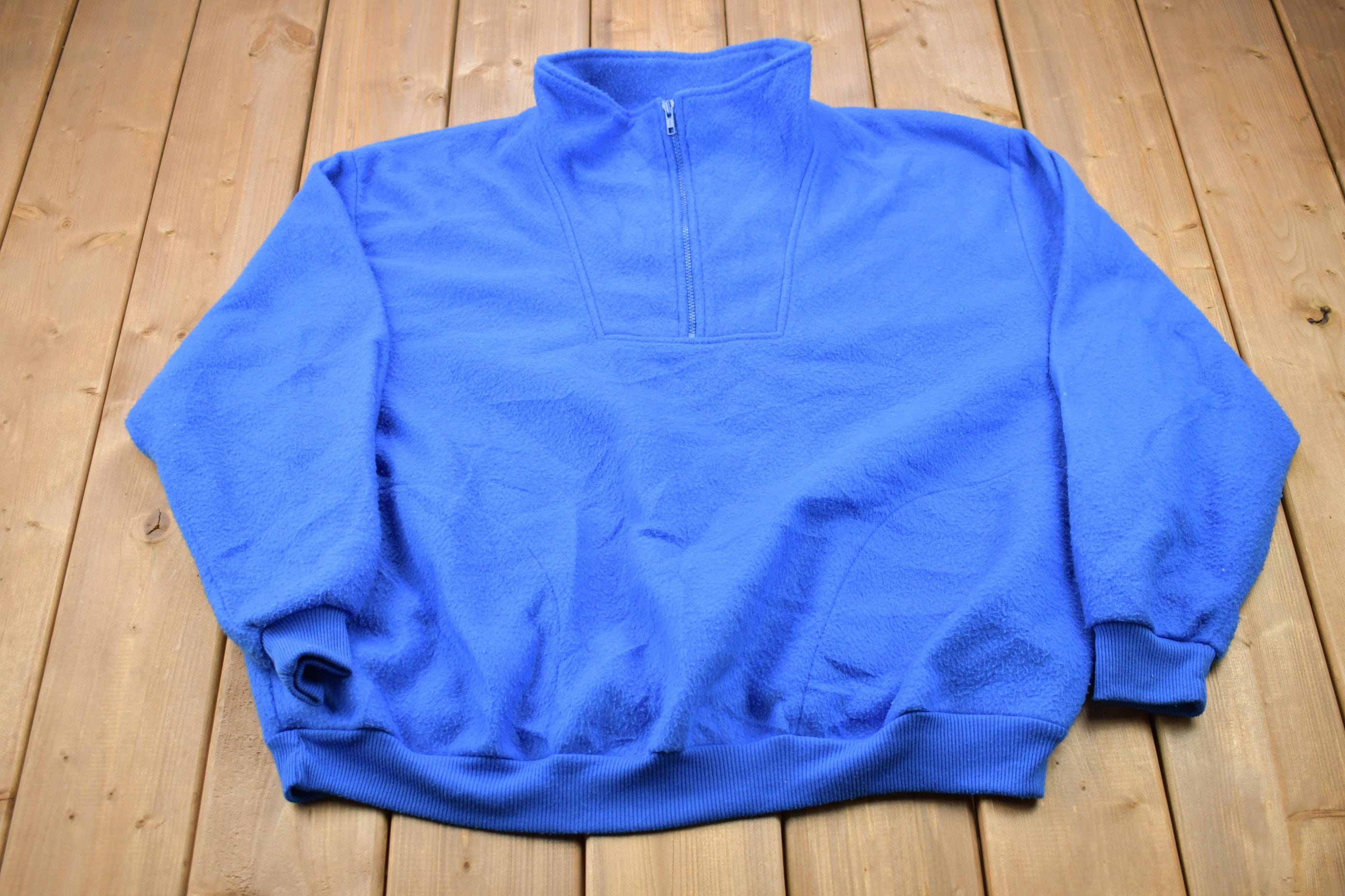 Vintage 1980s blue Quarter Zip Fleece Sweater