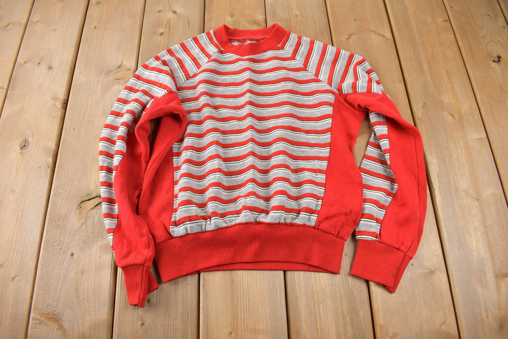 Vintage 1970s Striped Crewneck Sweatshirt Made In USA Size XS