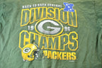 Vintage 1996 Green Bay Packers Back-To-Back NFC Central Division Champions Single Stitch NFL Football Graphic T-Shirt