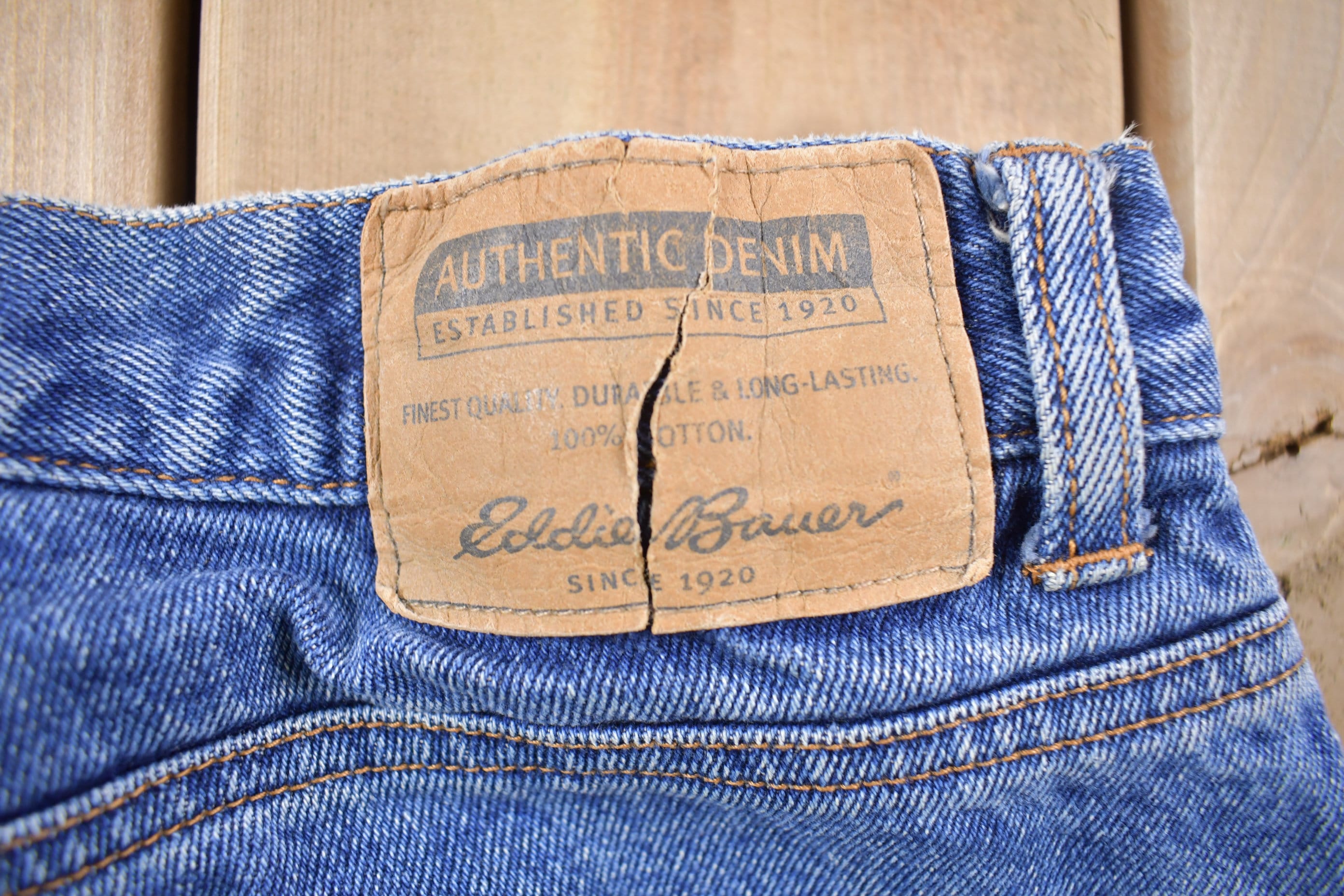Vintage 1990s Eddie Bauer Plaid Lined Denim Jeans