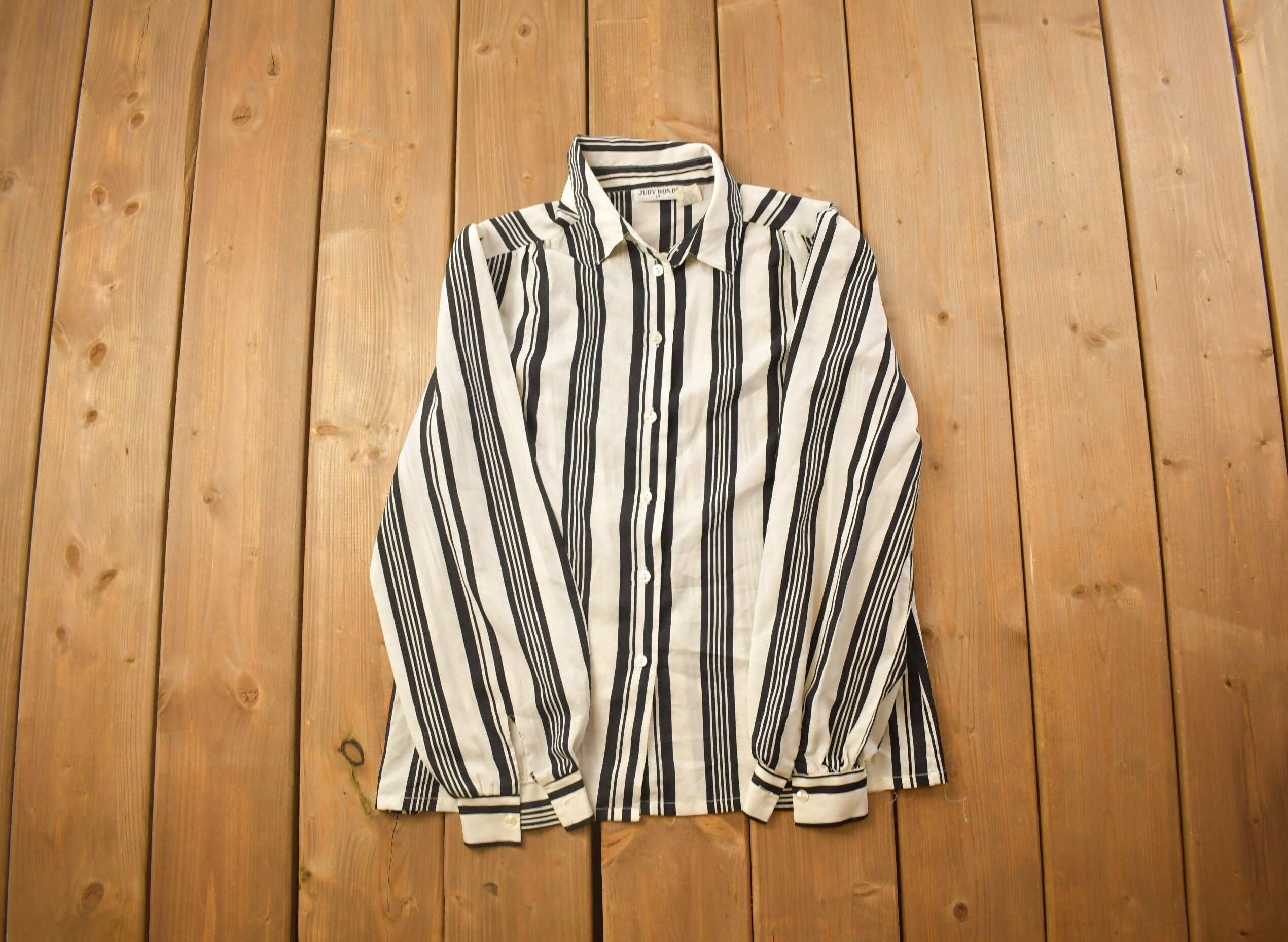 Vintage 1990s Judy Bond Women's Striped Button Up Shirt
