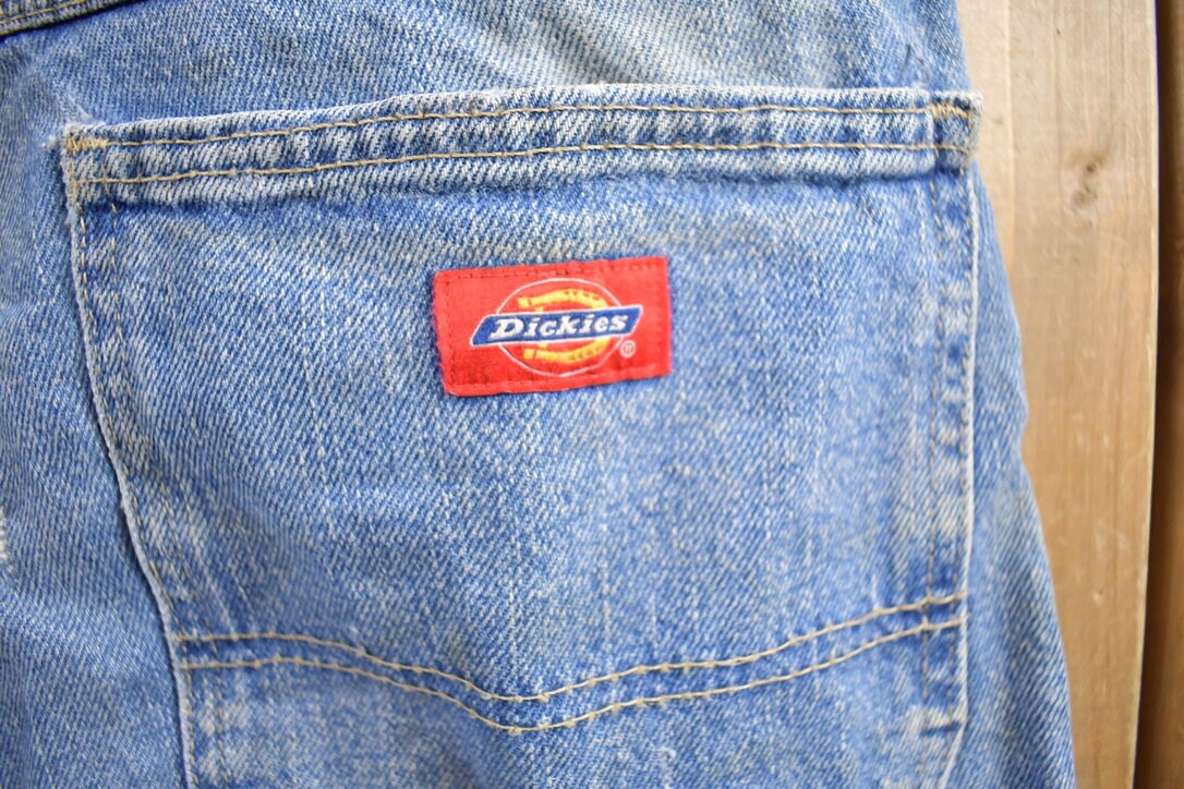 Vintage 1990s Dickies Distressed Denim Carpenter Pants 38x30/ True Vintage / Workwear / American Vintage / Streetwear / Cargo Pants