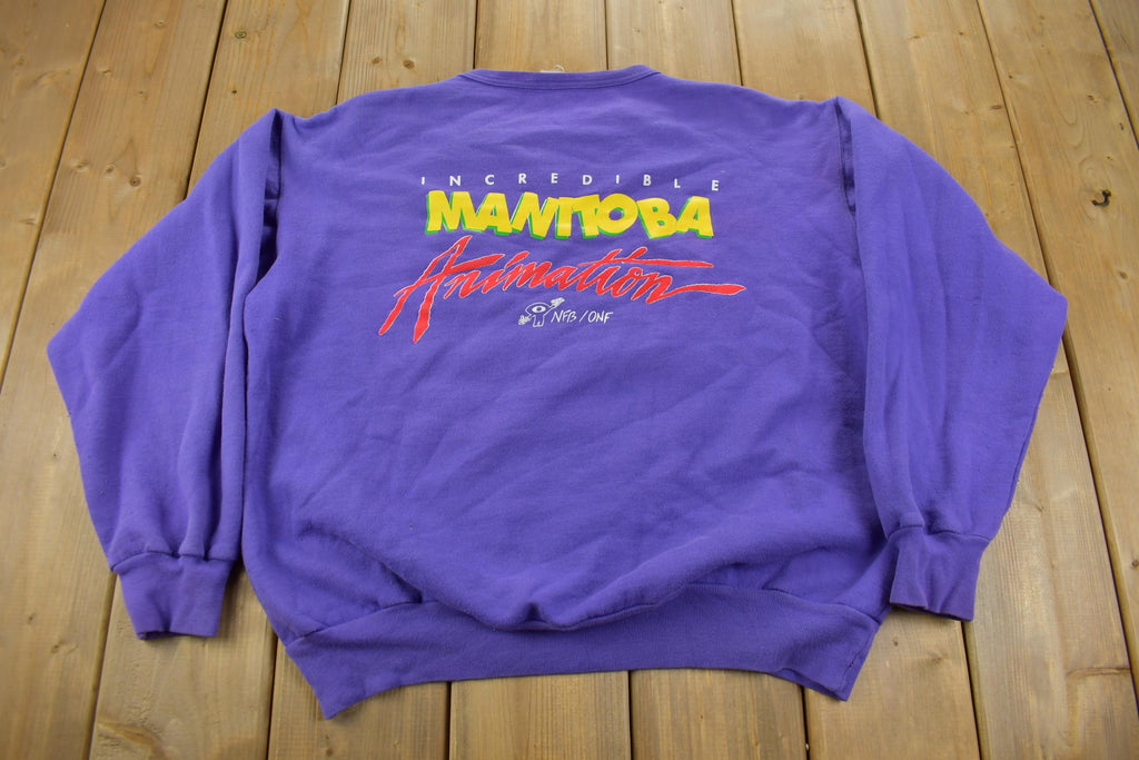 Vintage 1980s Incredible Manitoba Animation Cartoon Crewneck Sweatshirt NFS