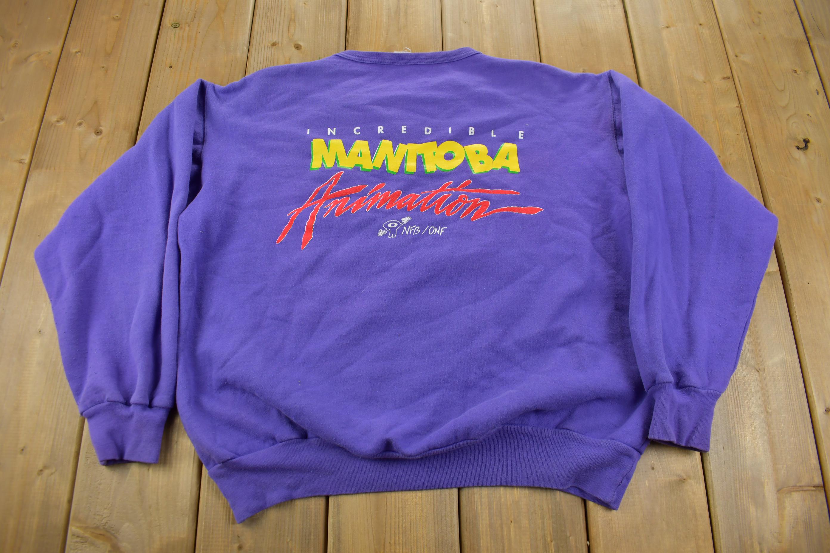Vintage 1980s Incredible Manitoba Animation Cartoon Crewneck Sweatshirt NFS