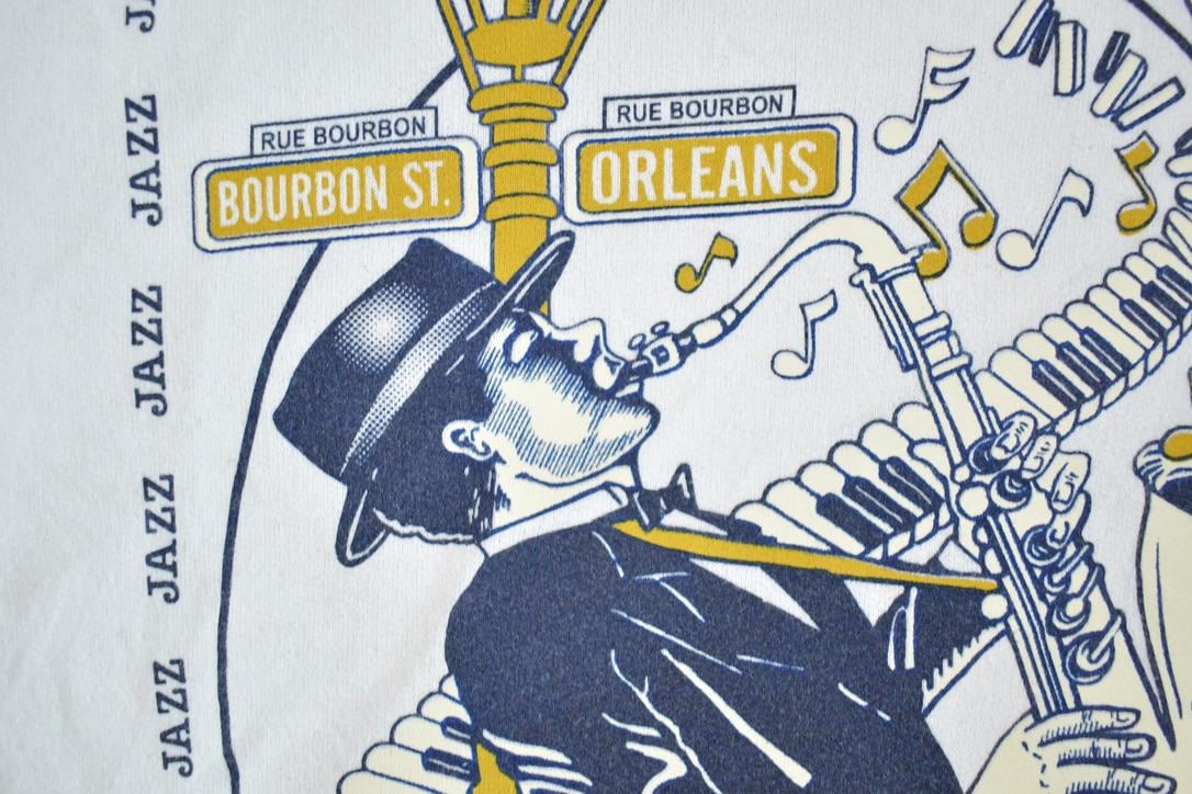 Vintage 1990s New Orleans Jazz Souvenir Crewneck Sweatshirt Made In USA