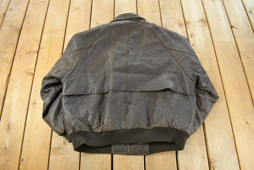 Vintage 1990s South Wind Leather Bomber Flight Jacket Men's XL