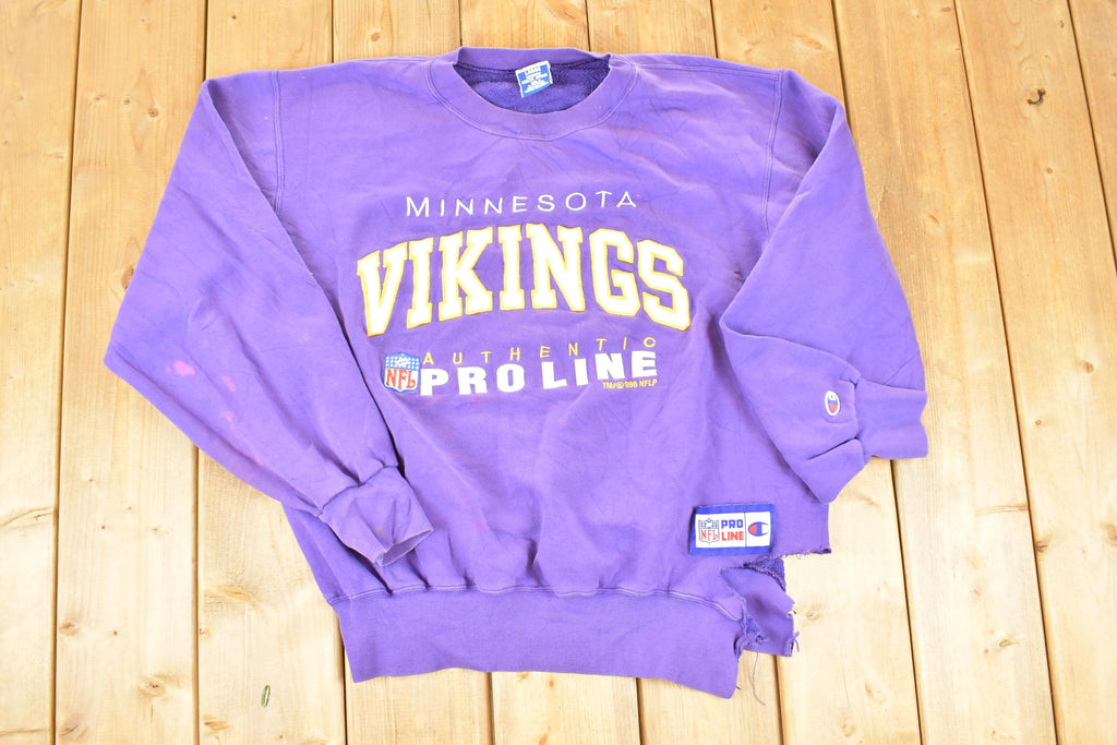 Vintage 1996 Minnesota Vikings Authentic Proline Champion Distressed NFL Crewneck Sweatshirt Men's L