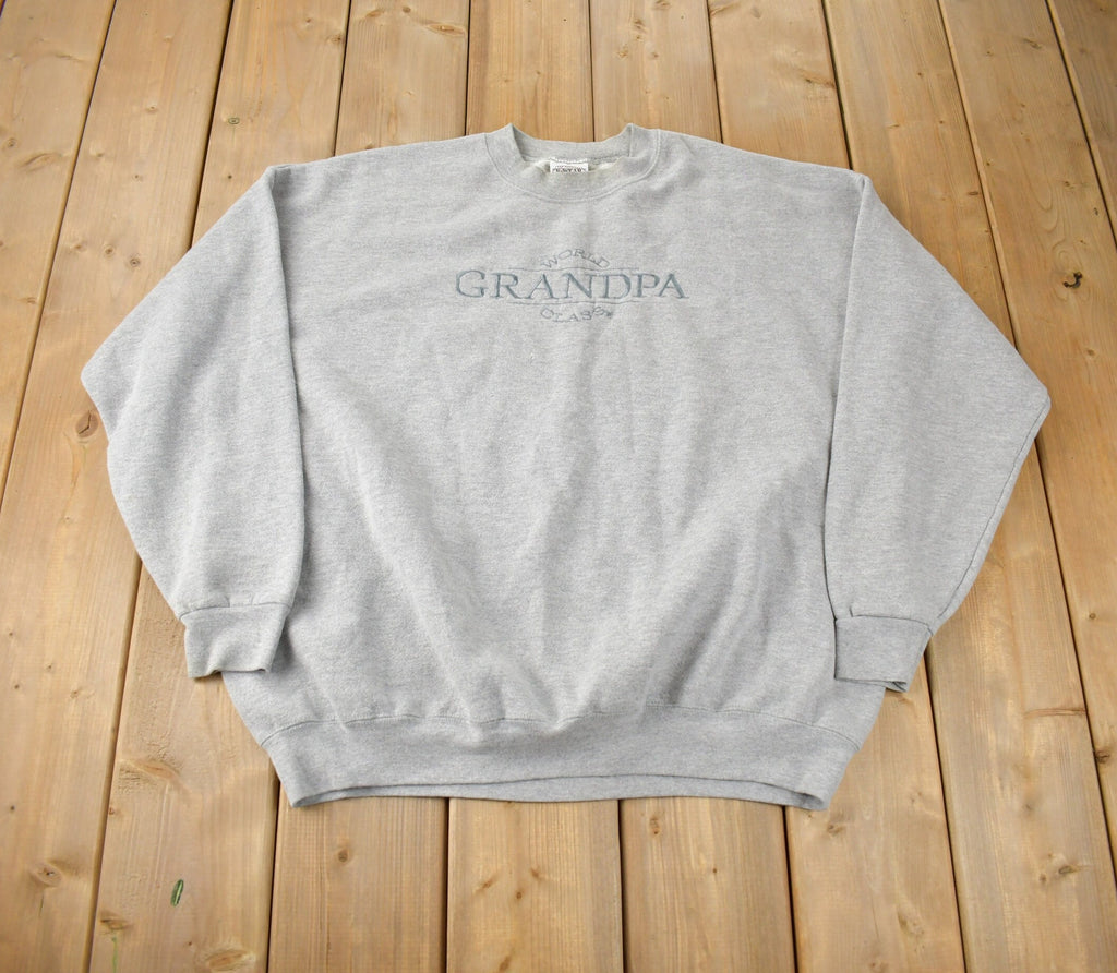 Vintage 1990s World Class Grandpa Embroidered Crewneck Sweatshirt Made In USA