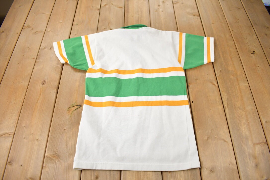 Vintage 1980s Waterloo-Oxford Jazz Striped Polo Shirt Made In Canada