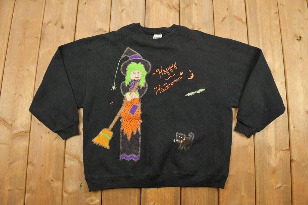 Vintage 1990s Witch Printed Graphic Crewneck Sweatshirt