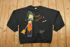 Vintage 1990s Witch Printed Graphic Crewneck Sweatshirt
