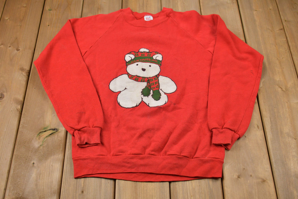 Vintage 1986 Plaid Teddy Bear Crewneck Sweatshirt