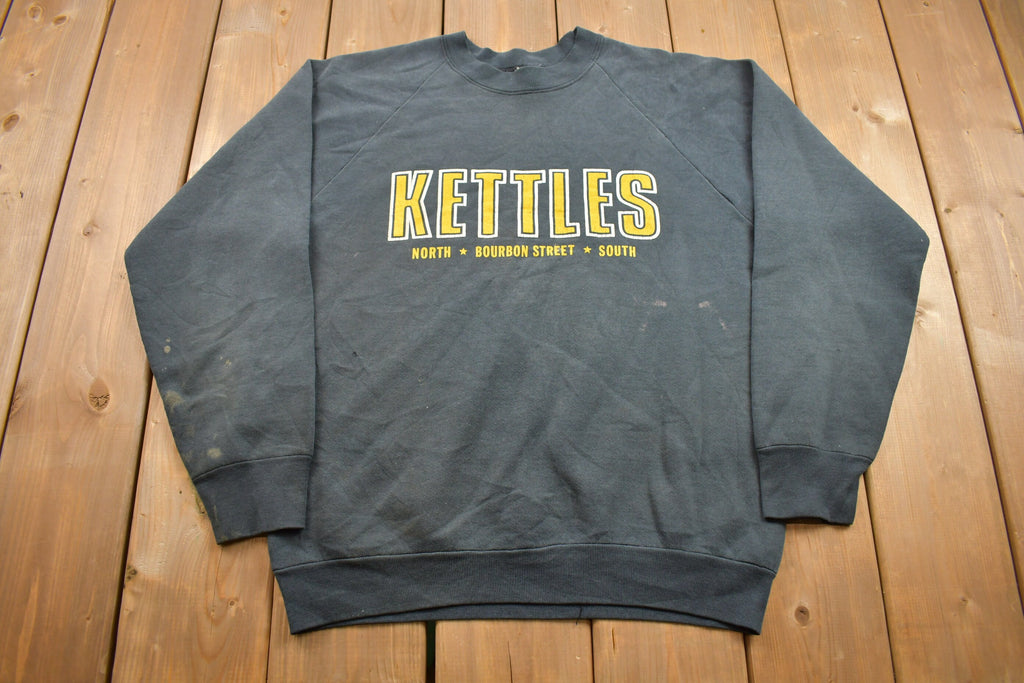 Vintage 1990s Kettles Crewneck Sweatshirt / Stains / 90s Crewneck / Made In USA / Essential / Streetwear / 90s / Rare Vintage