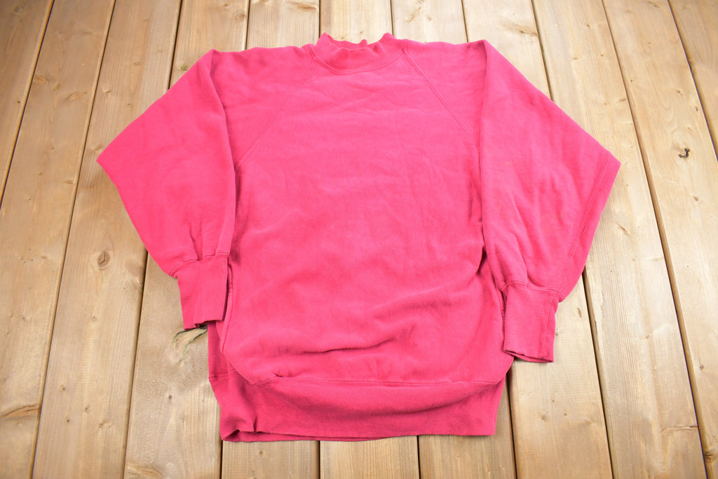 Vintage 1990s Blank Pink Champion Reverse Weave Mock Neck