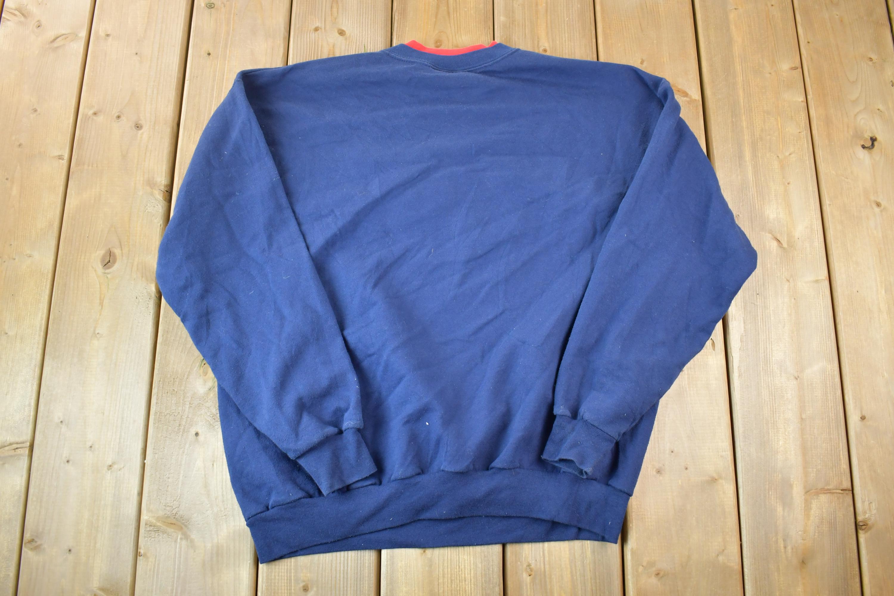 Vintage 1990s Winter Sleigh Double Collar Cute Crewneck Sweater