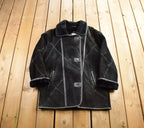 Vintage 1980s Sequence Authentic Black Shearling Fur Jacket