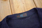 Vintage 1990s Pat Classic Rhino Embroidered Cardigan Sweater / Vintage Cardigan / Button Up / Navy Blue