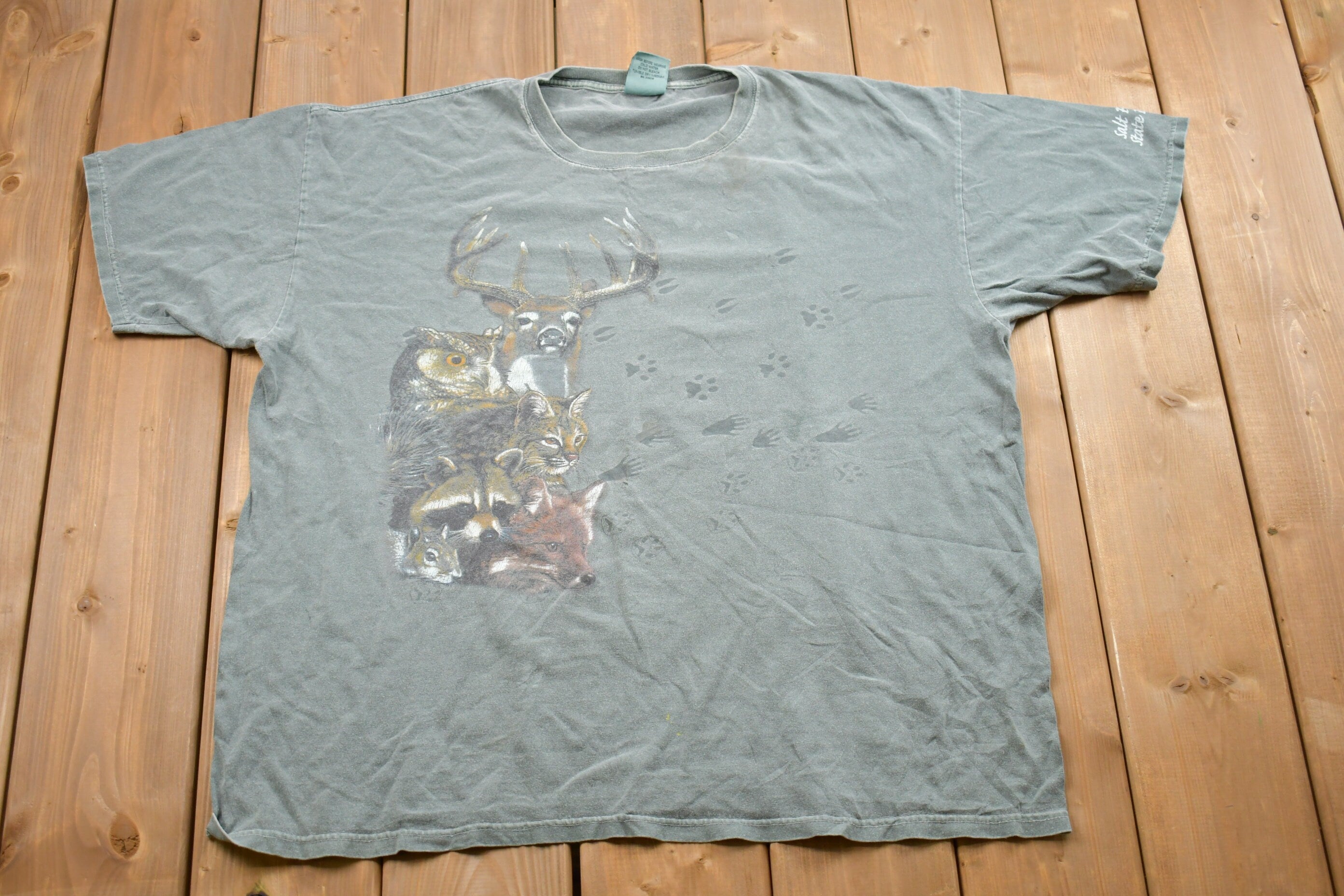 Vintage 1990s Garment Dyed Deer Nature T-Shirt