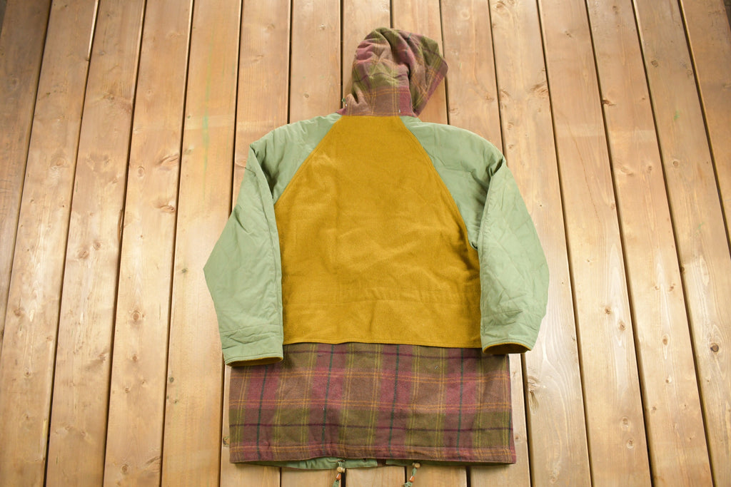 Vintage 1990s Utex Hooded Field Jacket Plaid Wool
