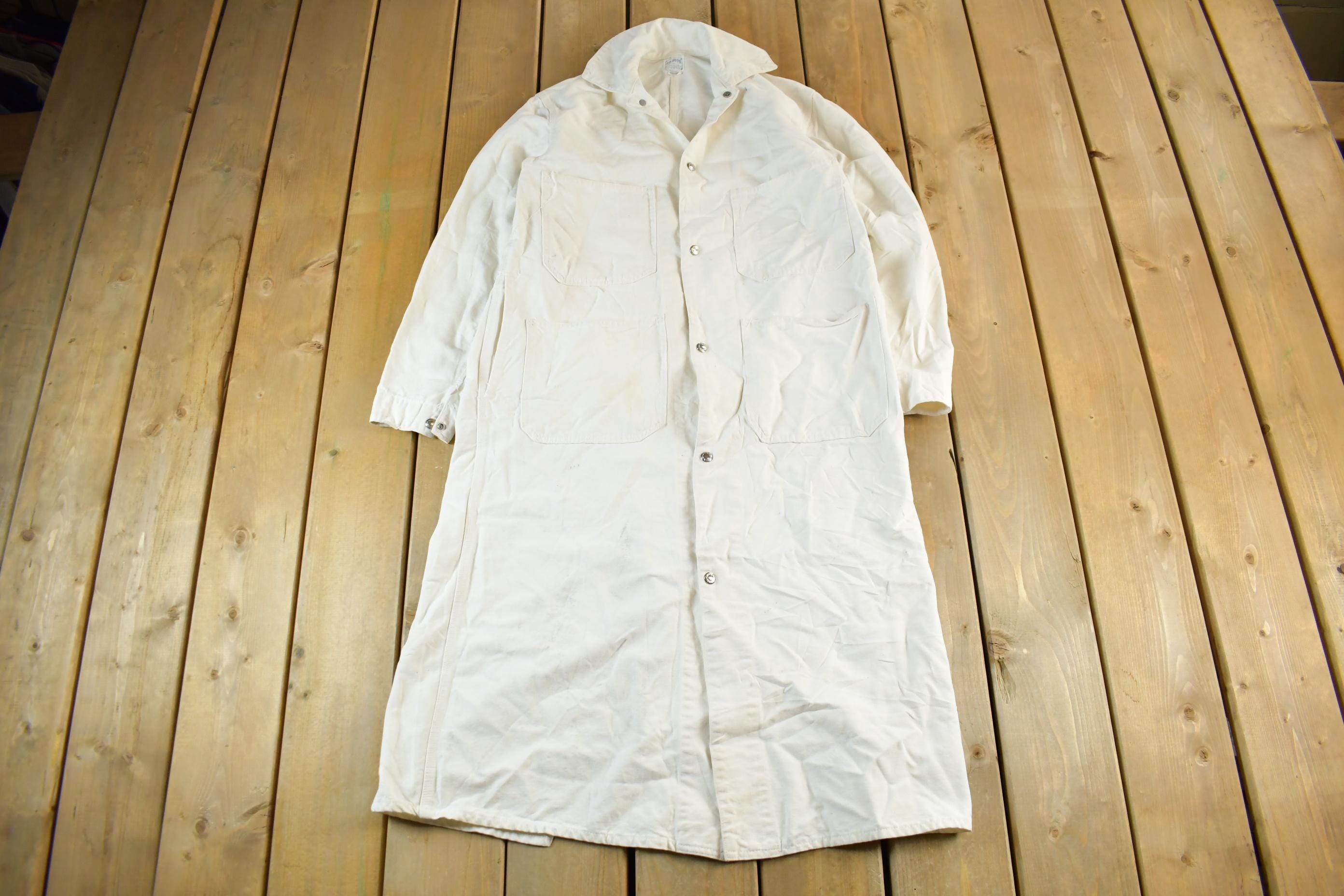 Vintage 1940s 4 Pocket Shop Coat Johnson Uniform Co Go-Pfor Men's Large