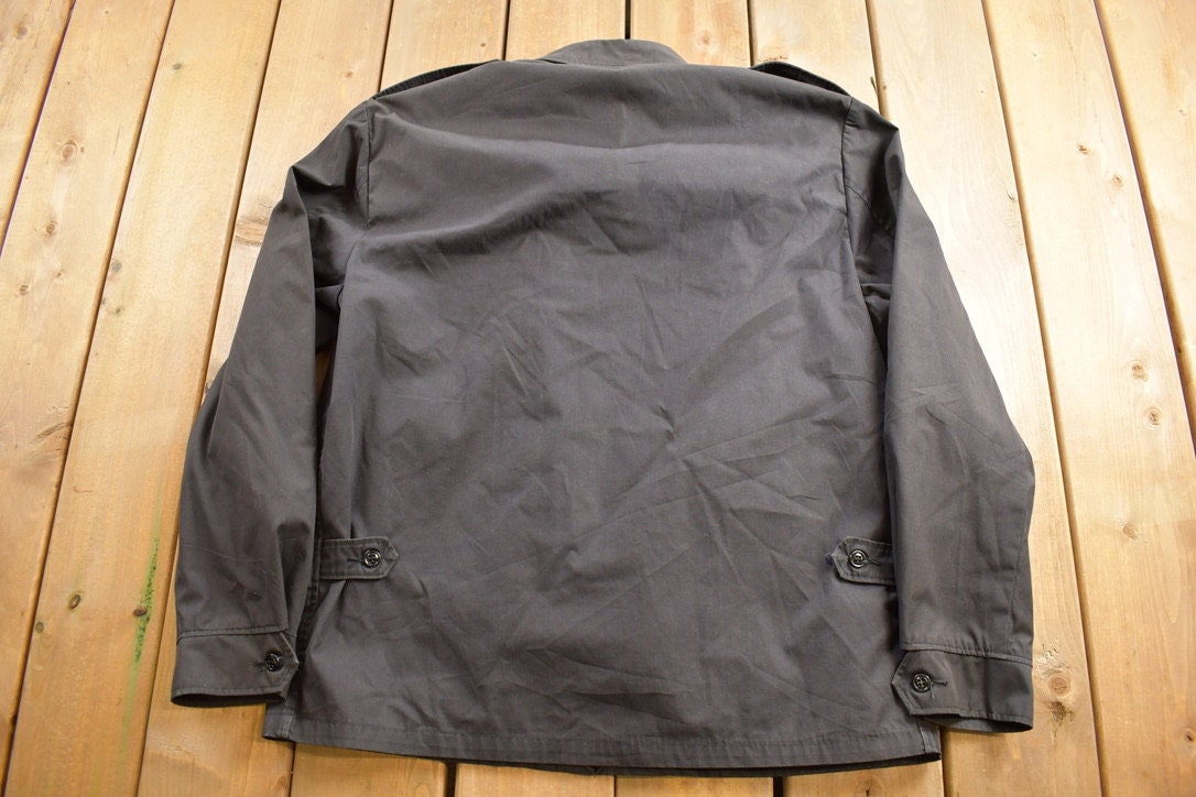 Vintage 1990s Black Collared Windbreaker Jacket