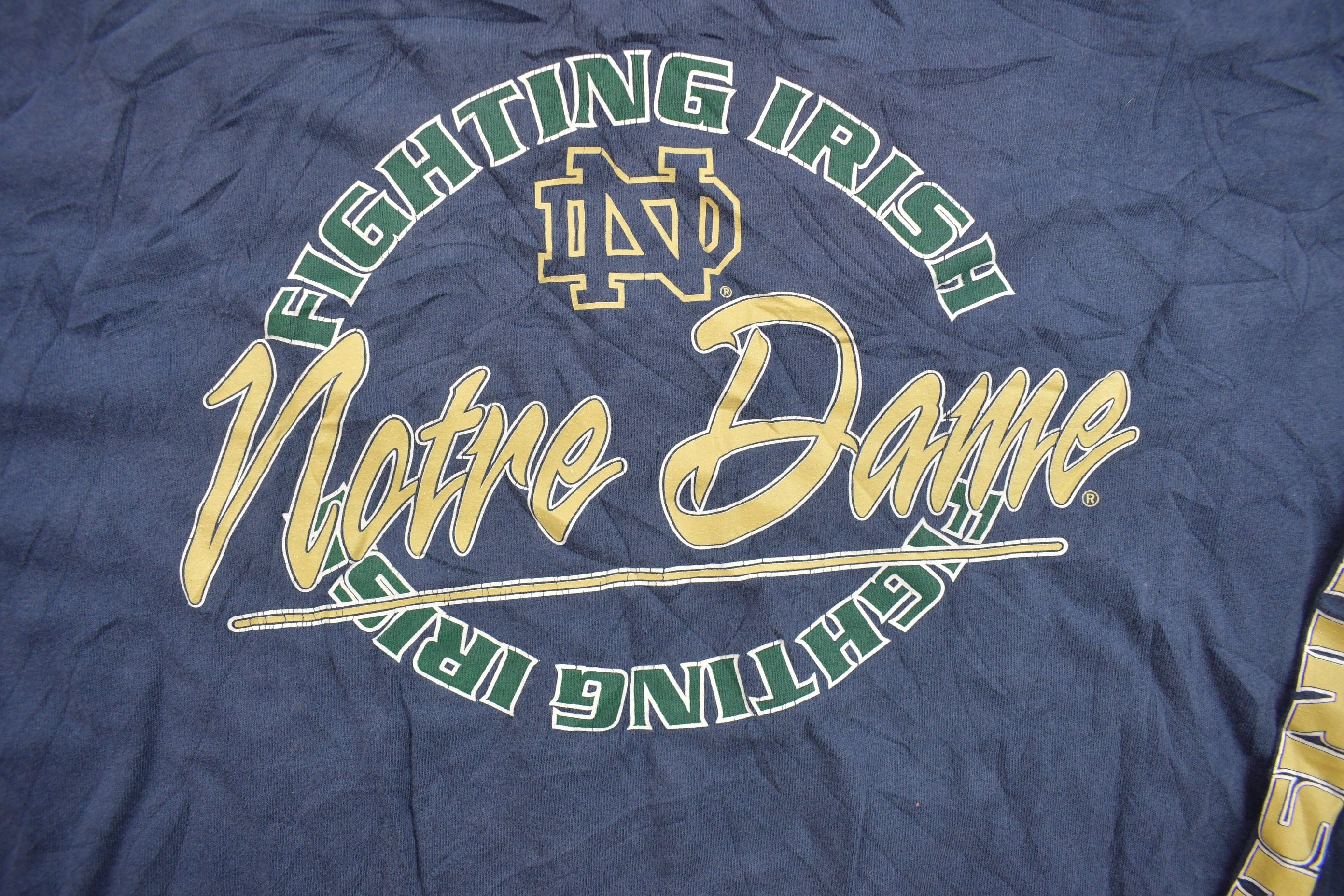 Vintage 1990s Notre Dame FIghting Irish Collegiate Long Sleeve Shirt / NCAA Tee / Americana / Sportswear