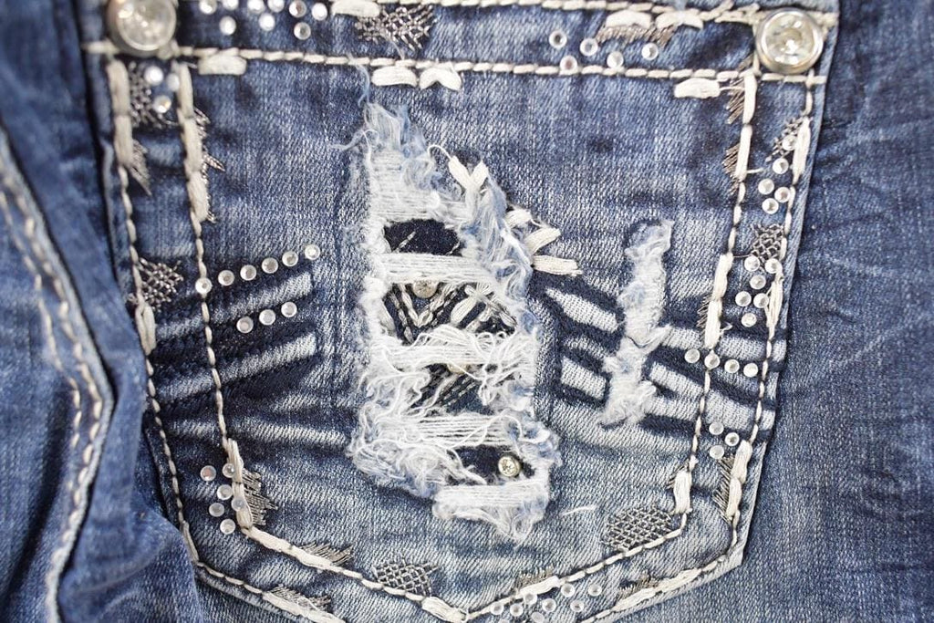 Vintage Deadstock Y2K Miss Me Bedazzled Low Rise Jeans Women's Size 26x31