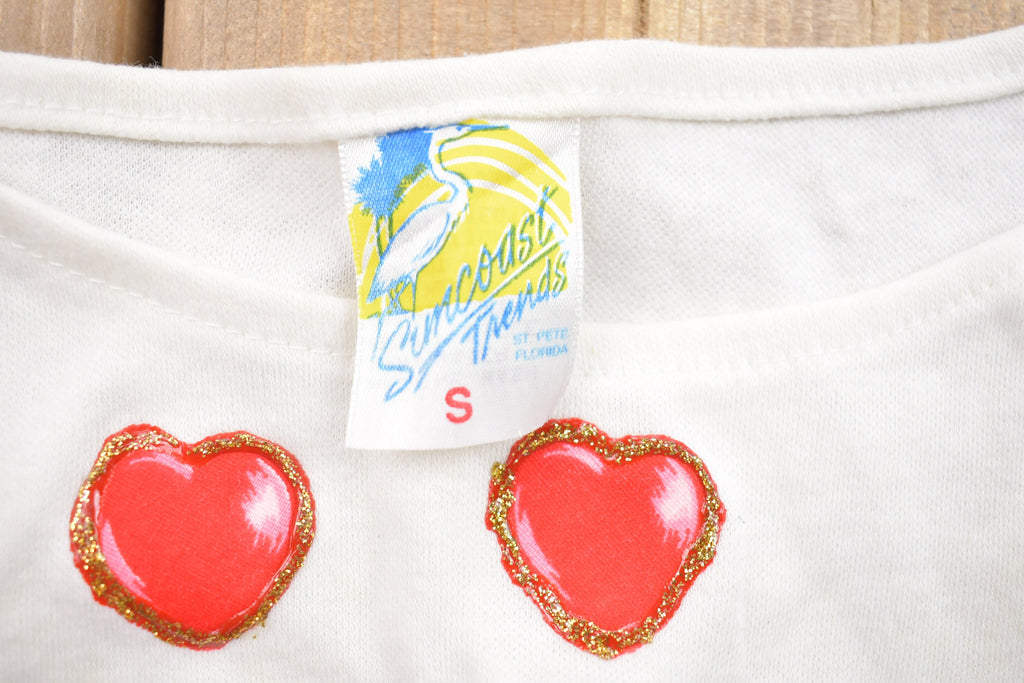 Vintage 1980s Women's Heart Graphic Shirt