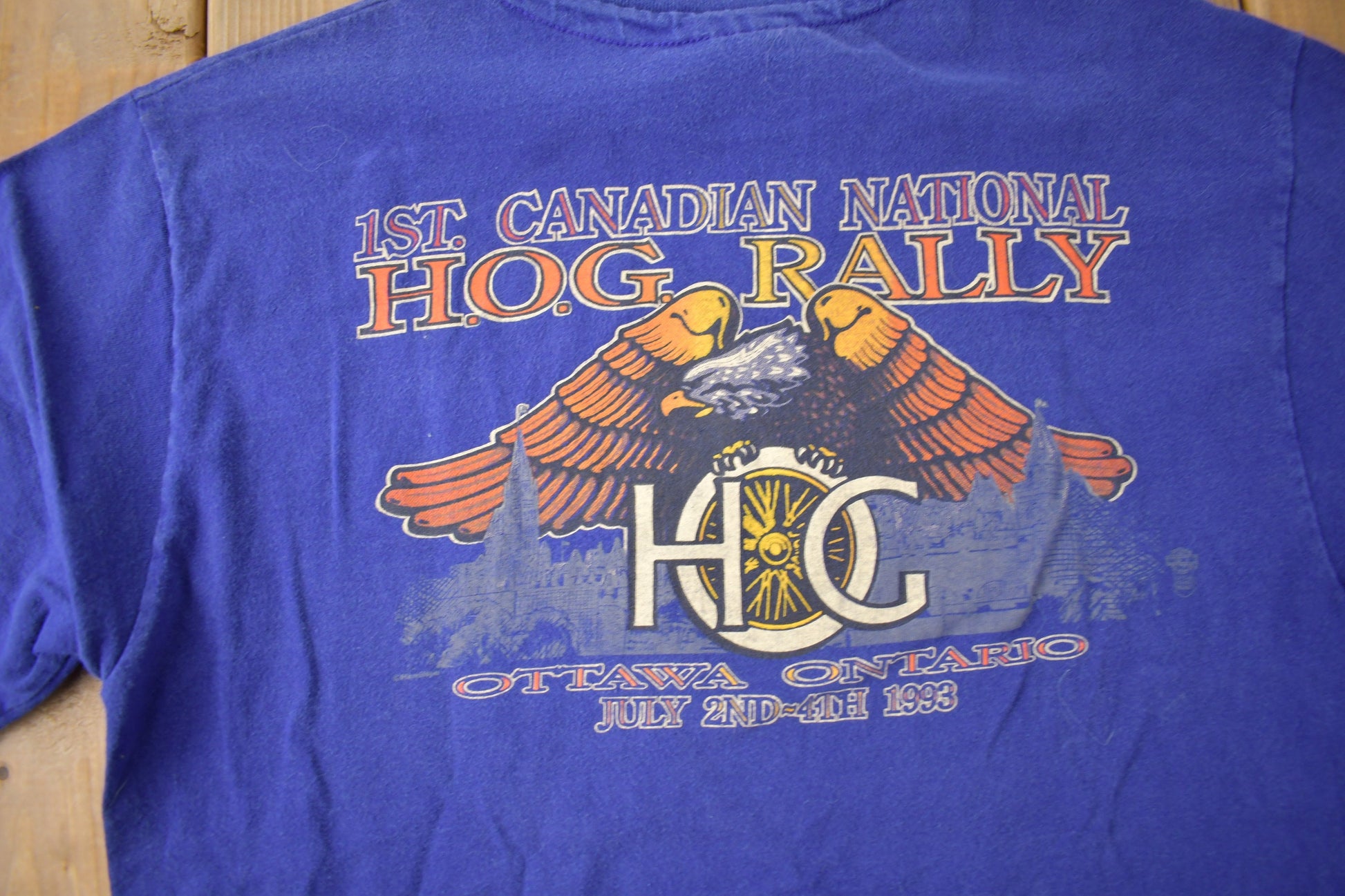 Vintage 1993 Canadian National HOG Rally Harley Davidson Motorcycles Single Stitch Graphic T-Shirt Made In USA