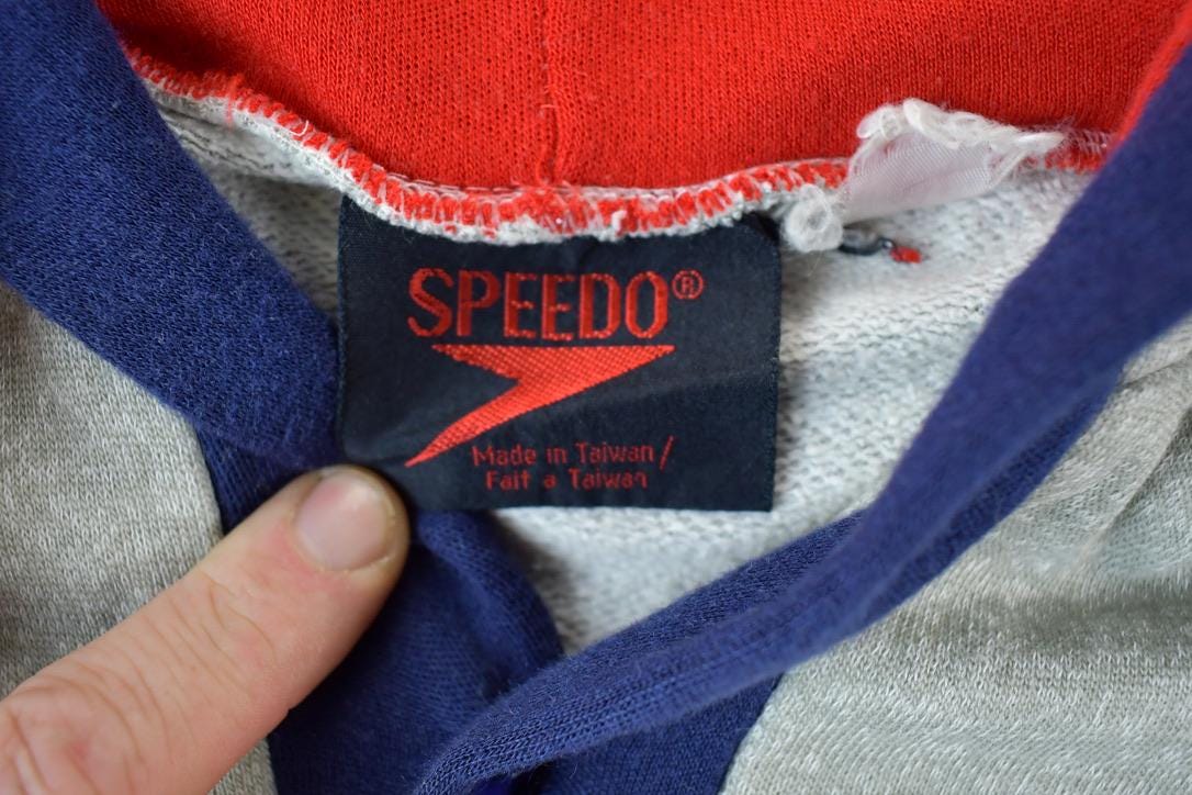 Vintage 1990s Speedo Graphic Quarter Button Hoodie