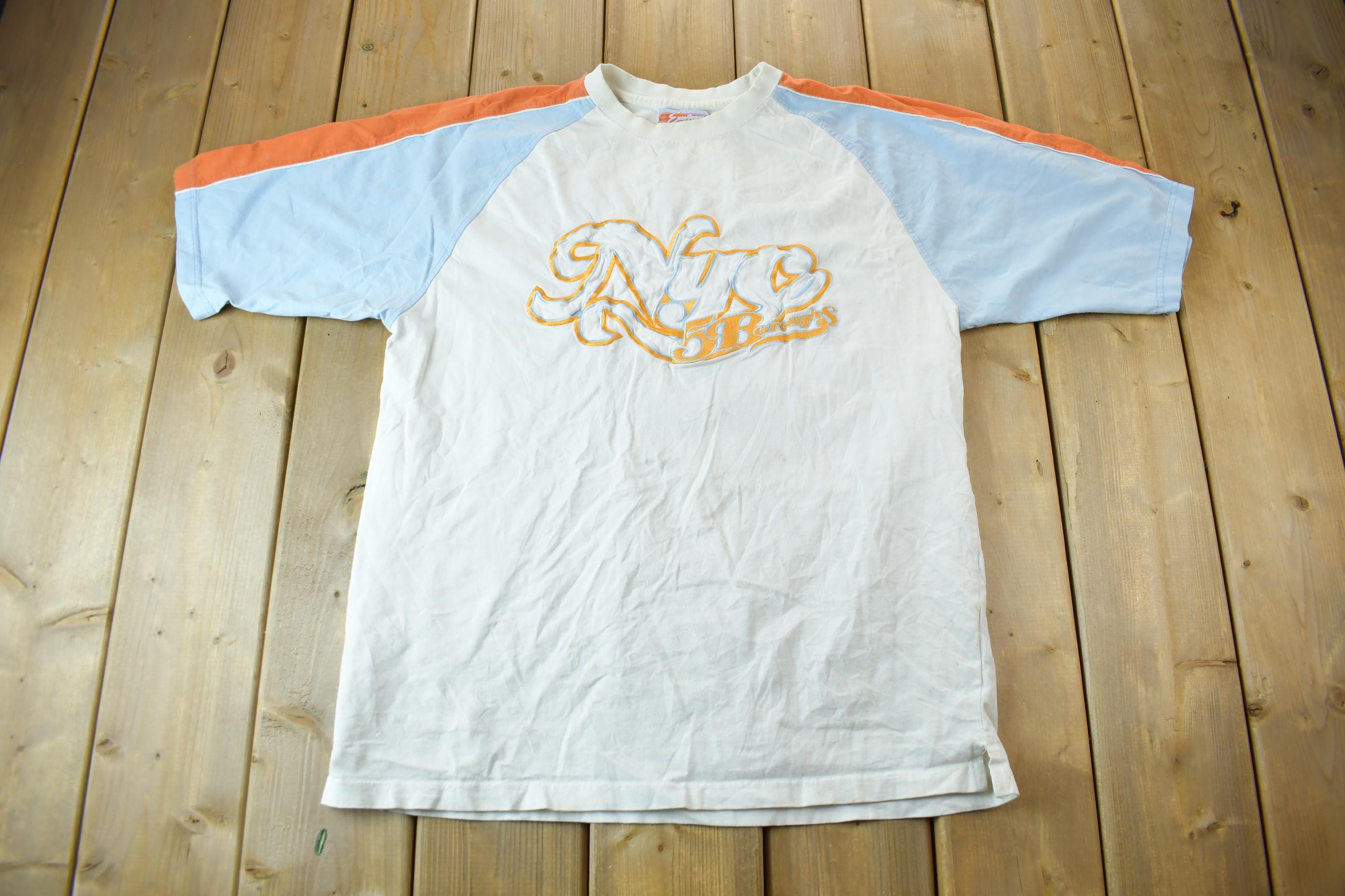 Vintage Y2K Exco Jeans NYC 5 Boroughs Color Block T-Shirt