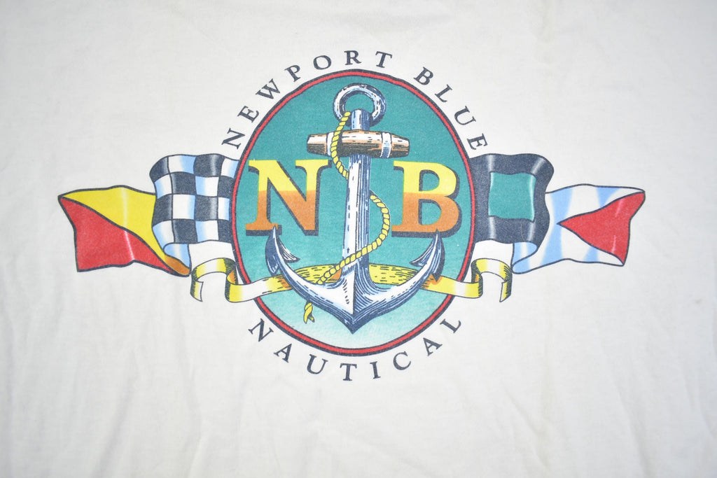 Vintage 1990s New Port Blue Nautical T Shirt