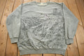 Vintage 1990s Embroidered Wolf All Over Print Crewneck Sweatshirt